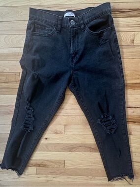 Distressed Black High-Rise Skinny Jeans ladies size  5/27W